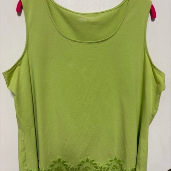COLDWATER CREEK WOMENS LIME GREEN LACE TANK. SZ. 2X - Picture 1 of 3